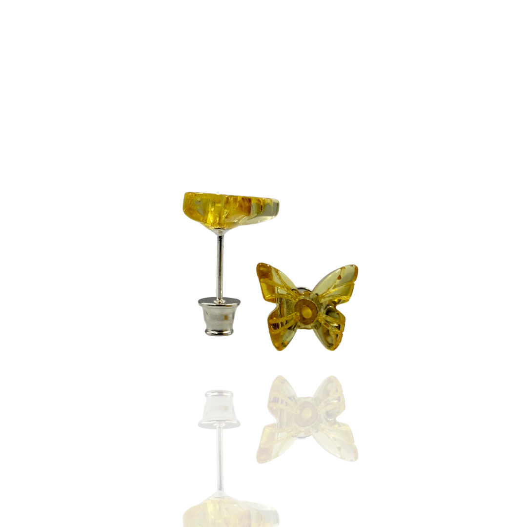 Silver-plated amber earings
