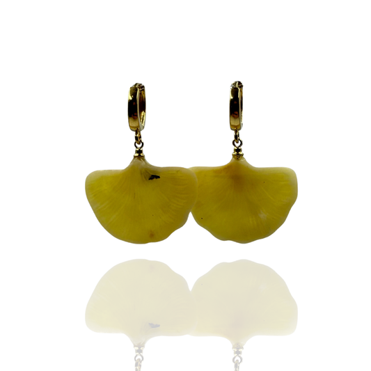 Gold-plated amber earrings