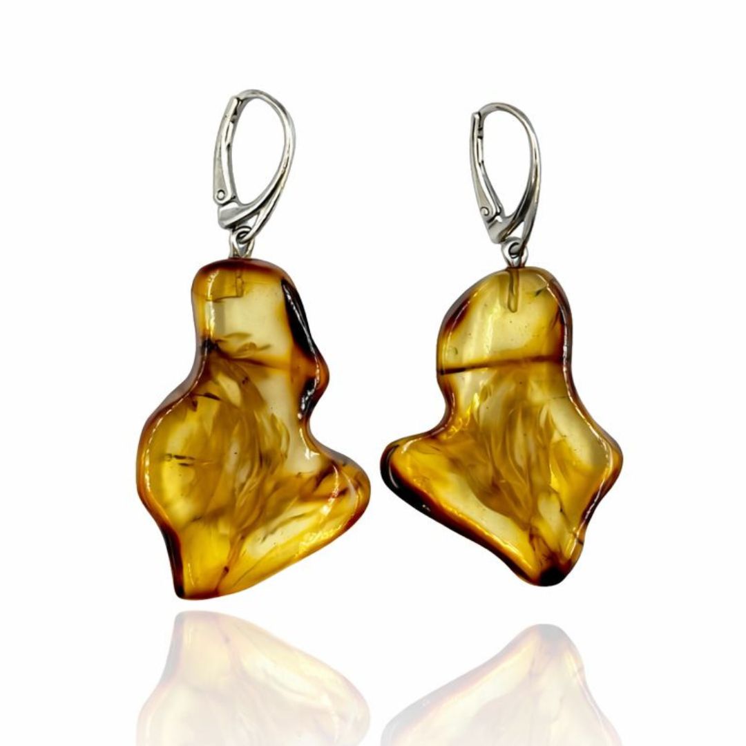 Sterling silver amber earrings