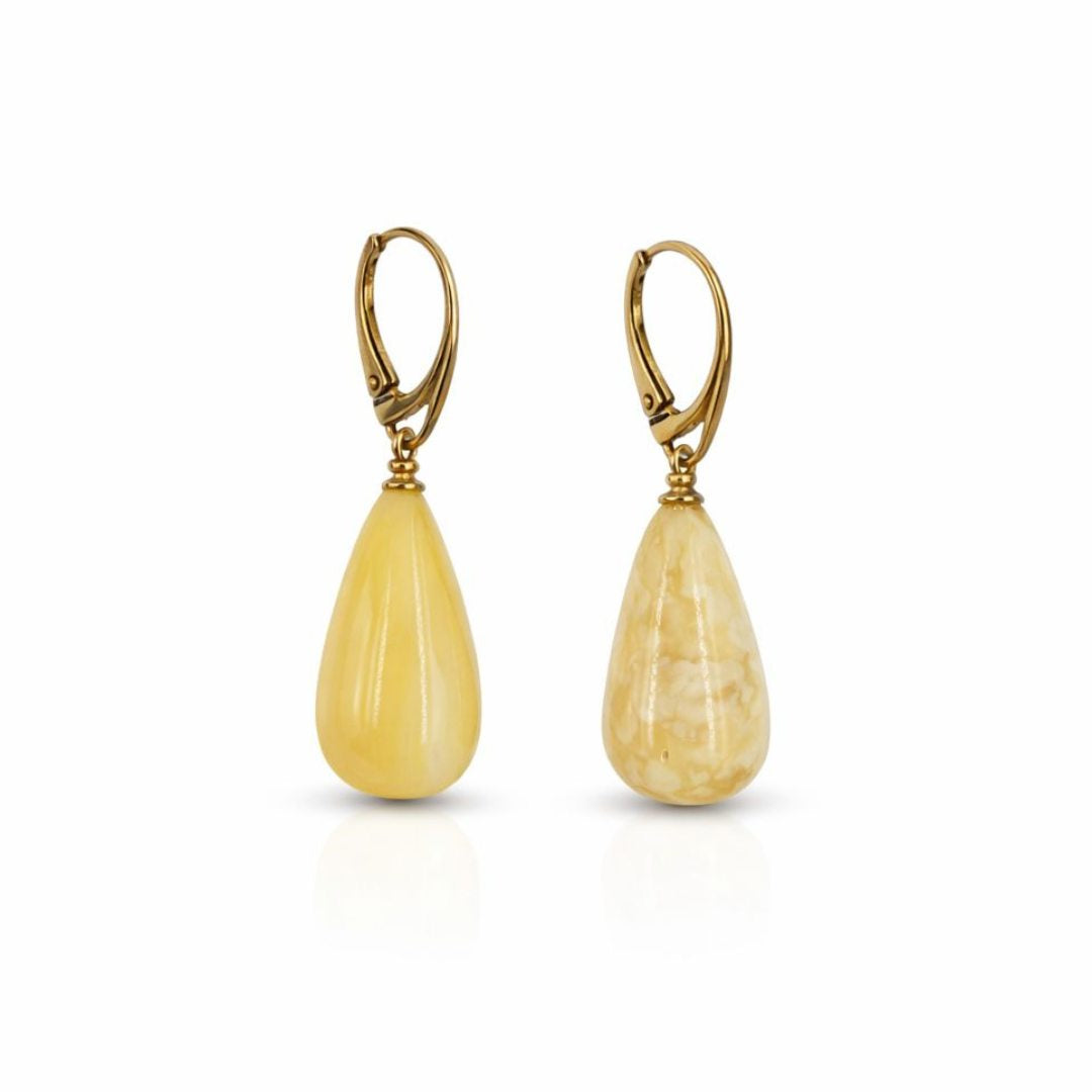 Gold-plated amber earrings