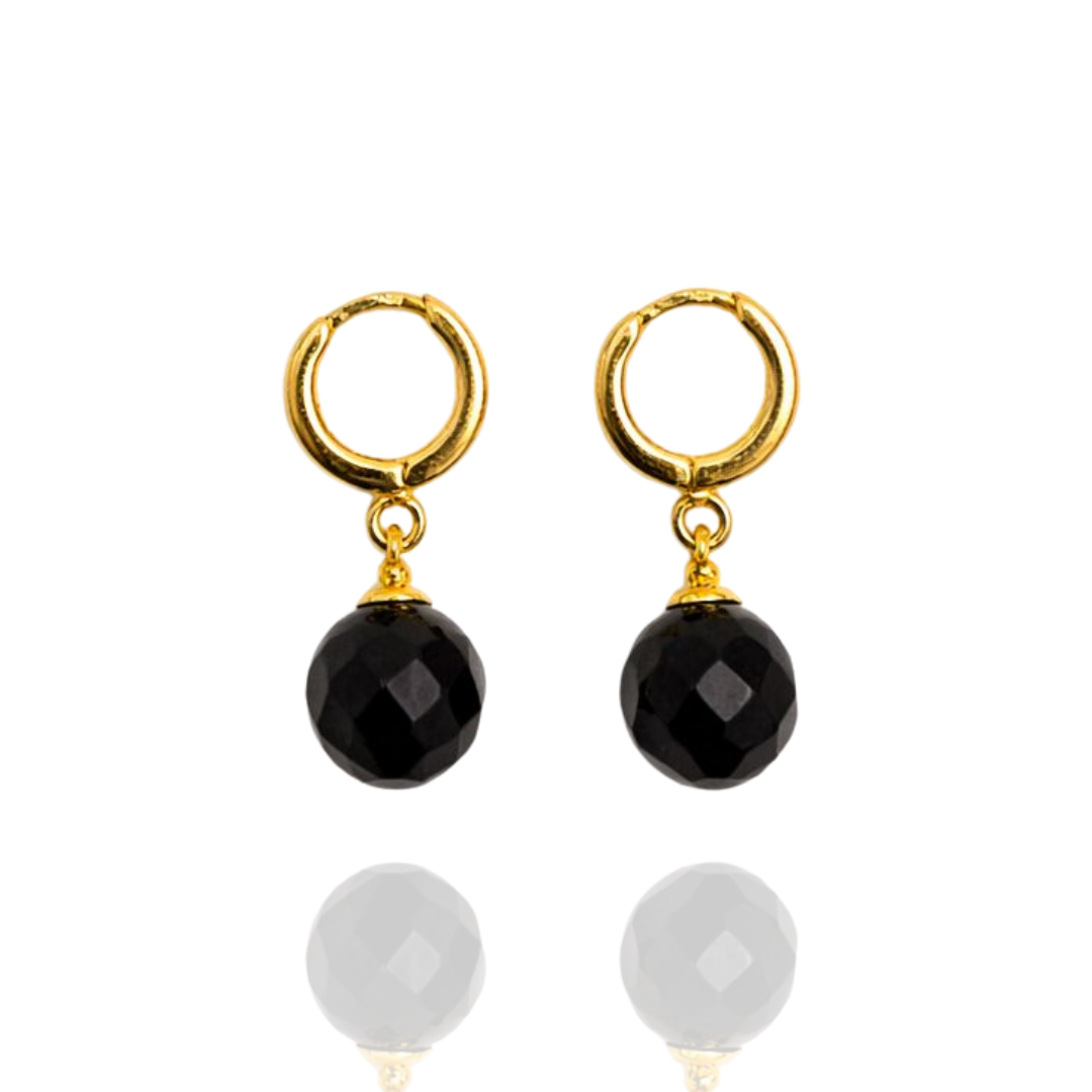 Gold-plated earrings with faceted amber