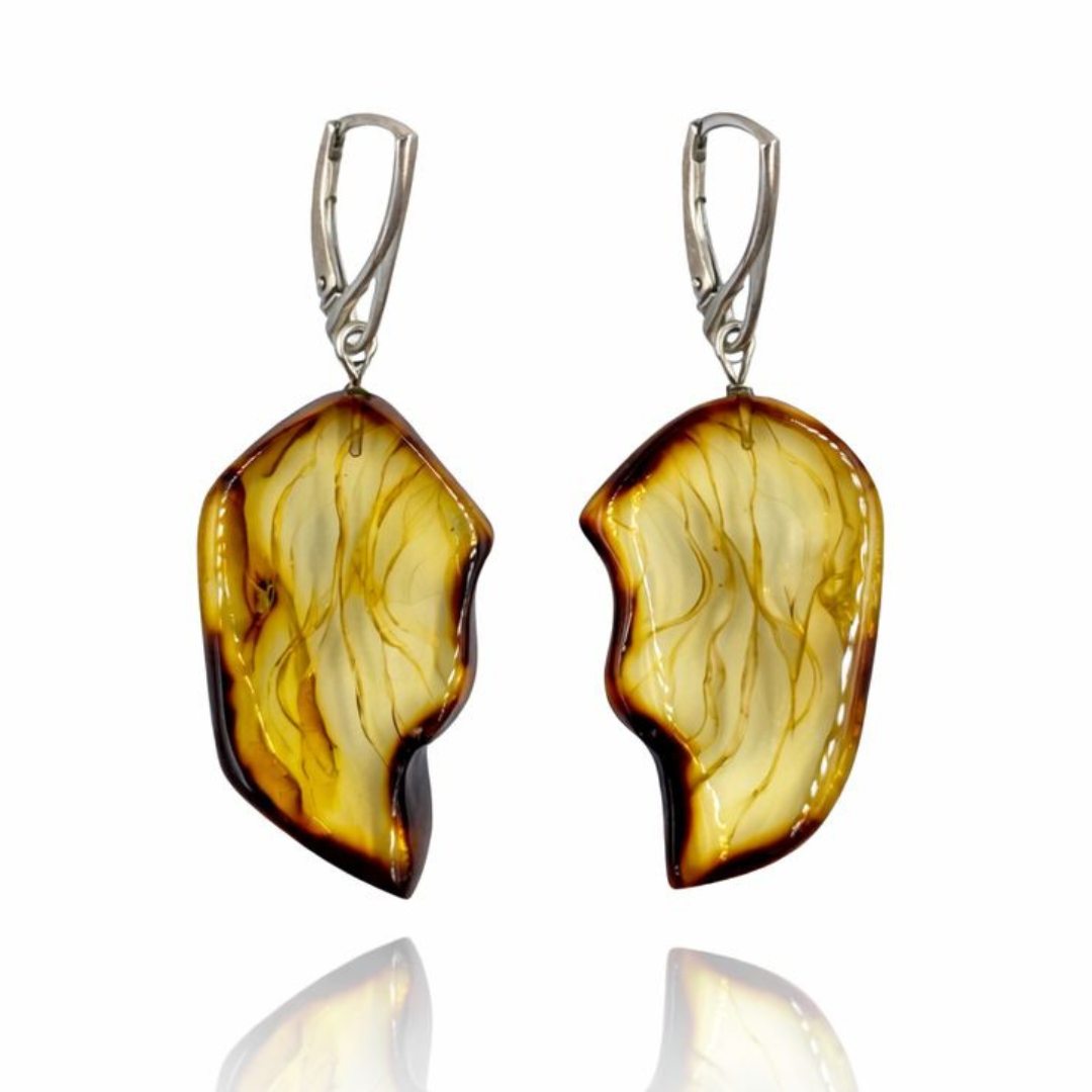 Sterling silver amber earrings