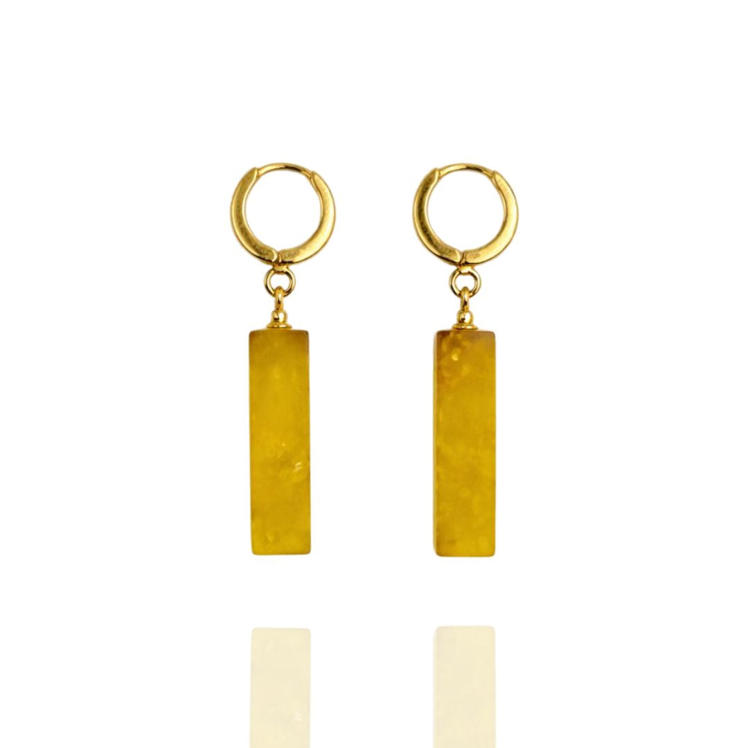 Gold-plated amber earrings