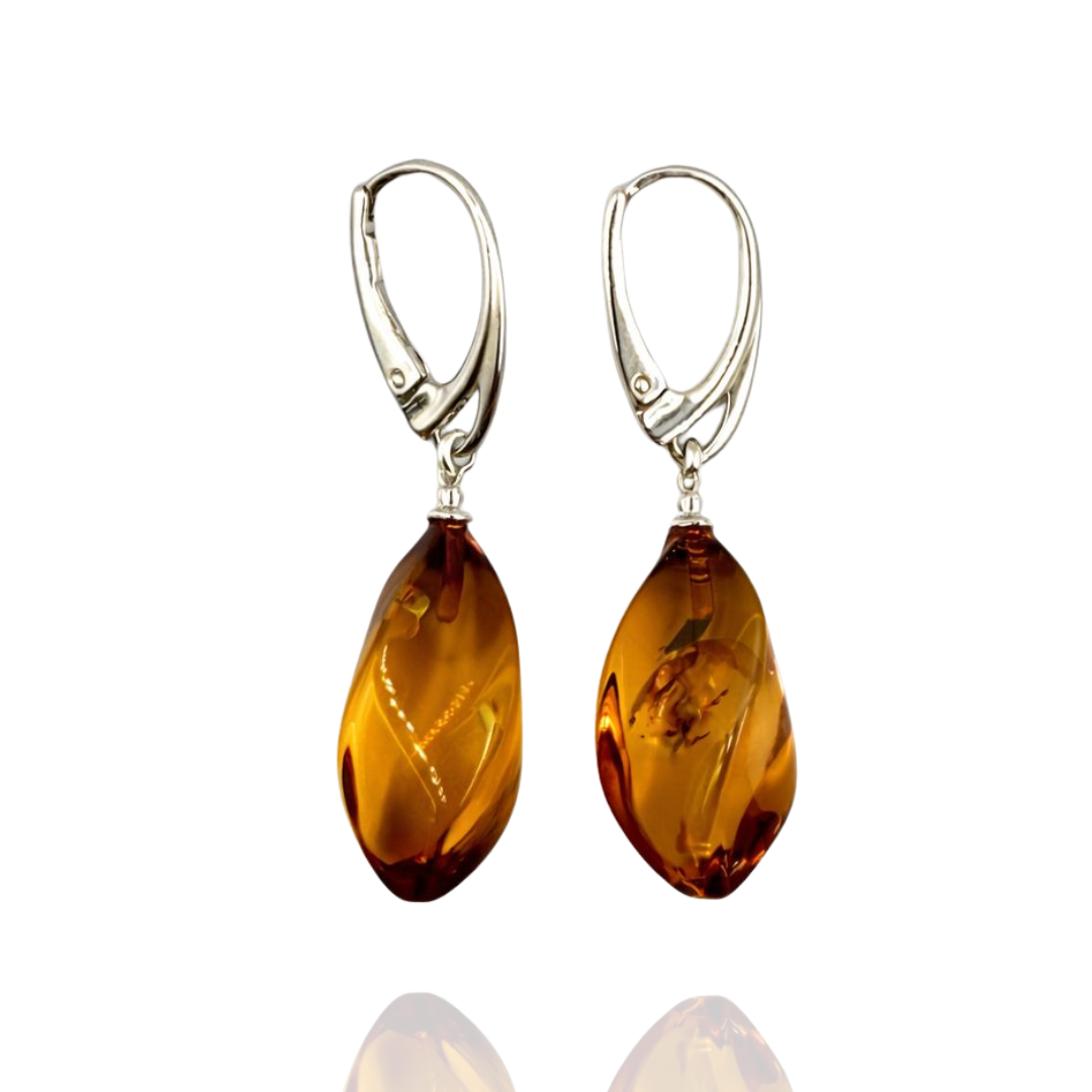 Sterling silver amber earrings