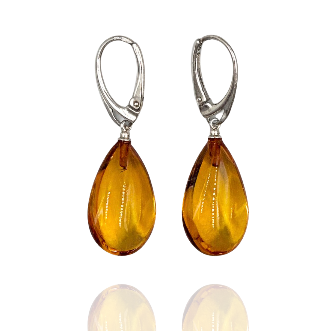 Sterling silver amber earrings