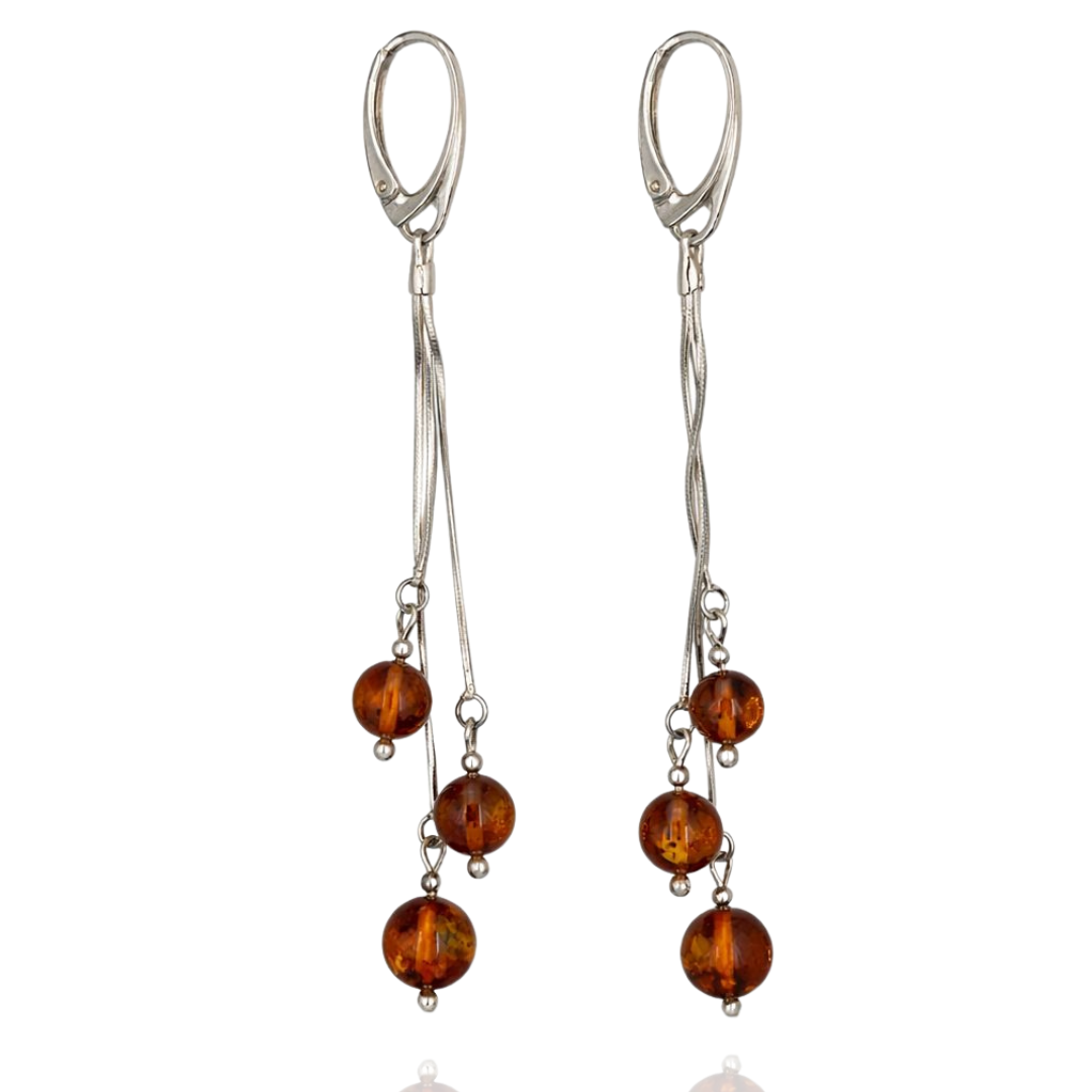 Sterling silver amber earrings