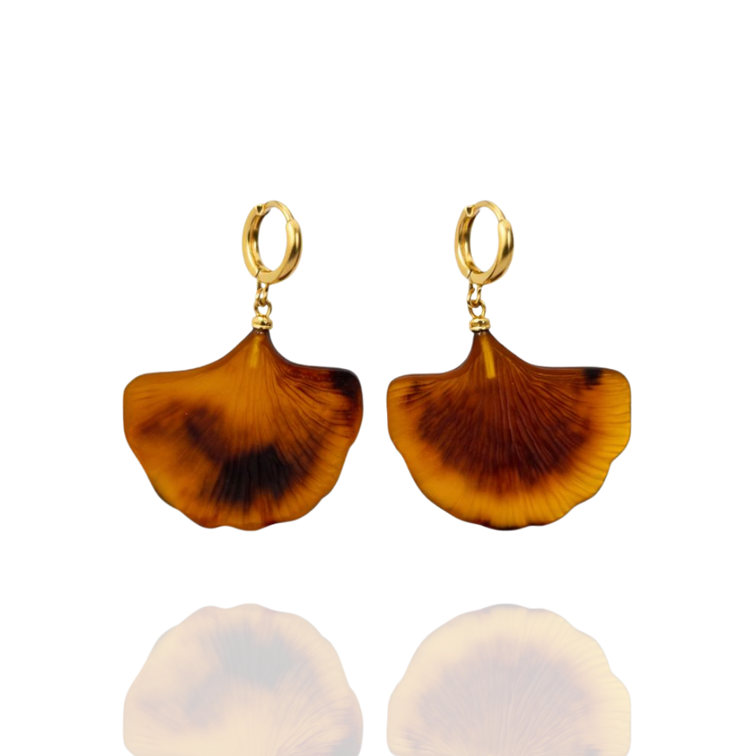 Gold-plated amber earrings