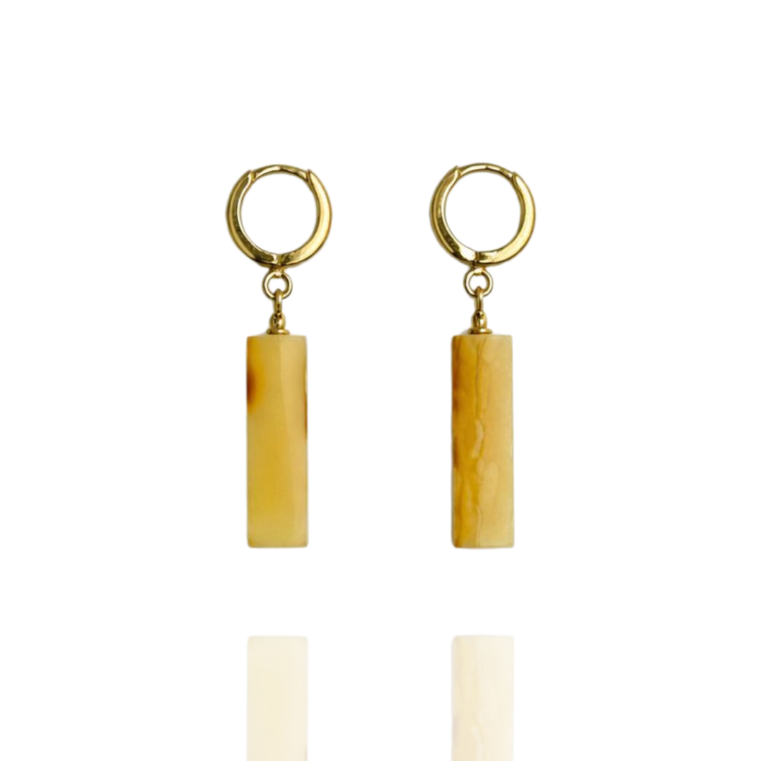 Gold-plated amber earrings