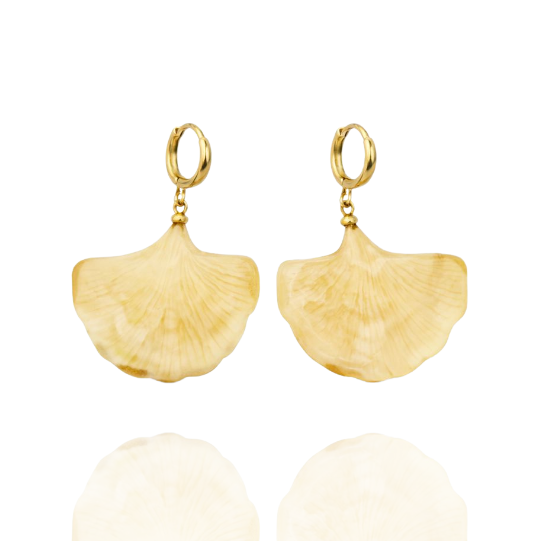 Gold-plated amber earrings