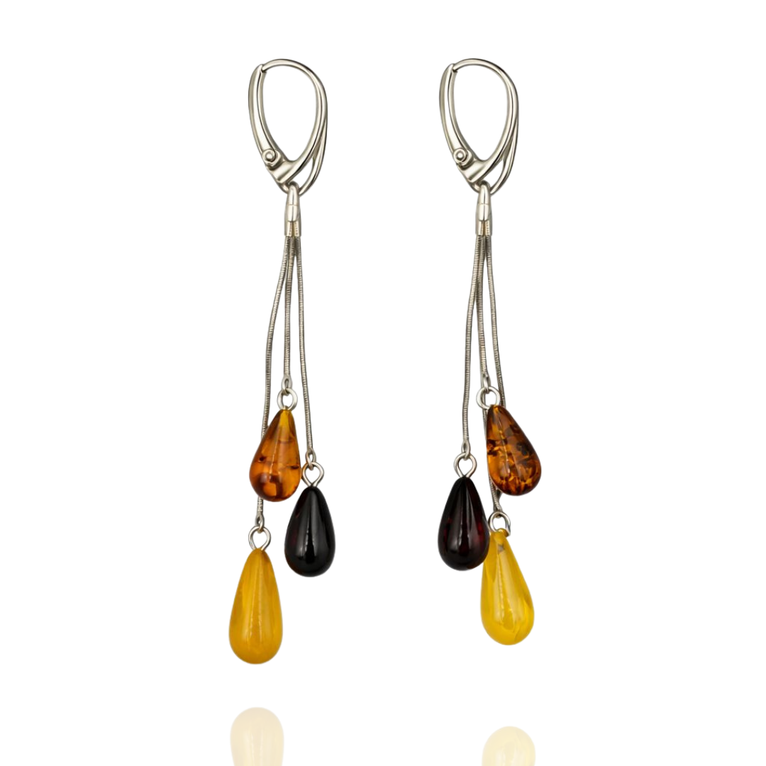 Sterling silver amber earrings