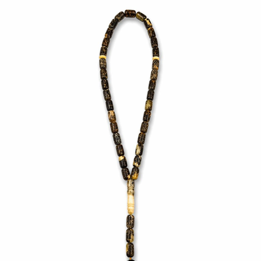 Natural Dark Green Amber Prayer Beads