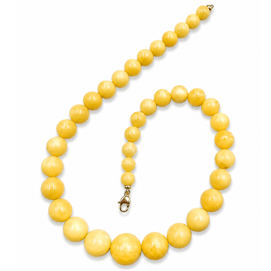 Butterscotch Baltic Amber Round Bead Necklace – One of a Kind