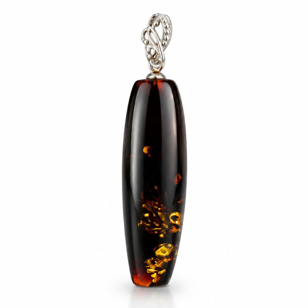 Amber Pendant with Sterling Silver