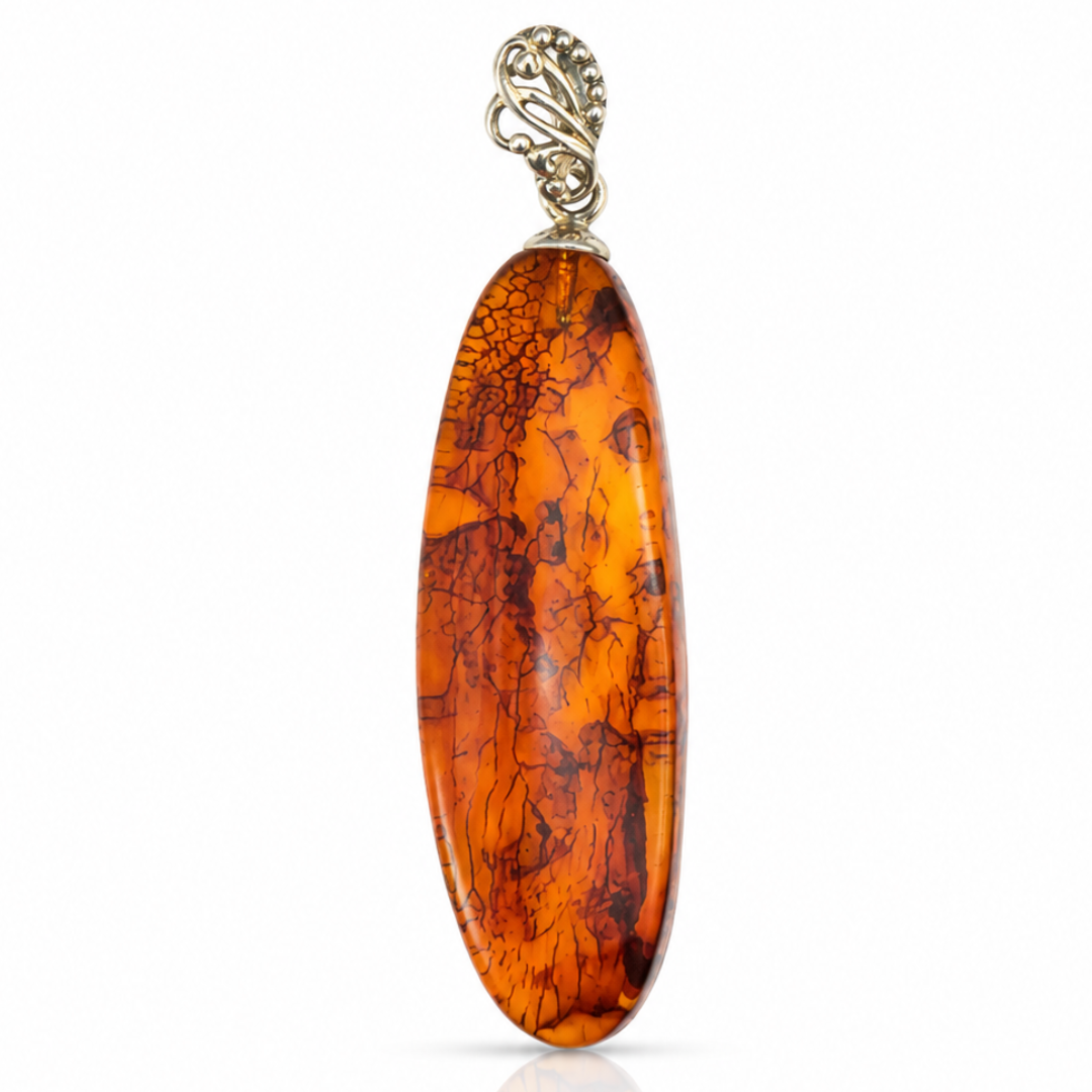 Amber Pendant with Sterling Silver