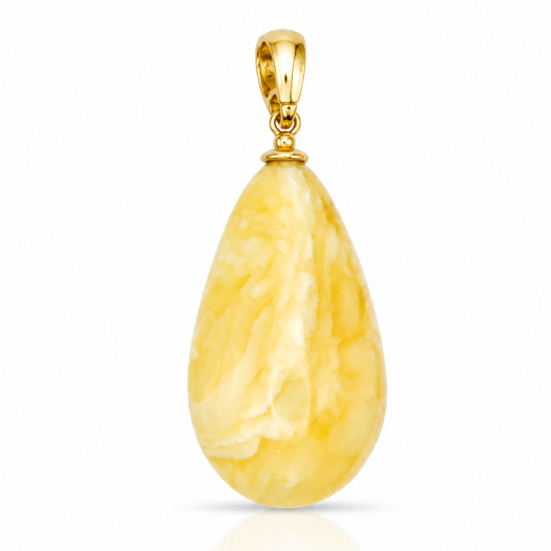 Natural Amber Pendant – Gold Plated