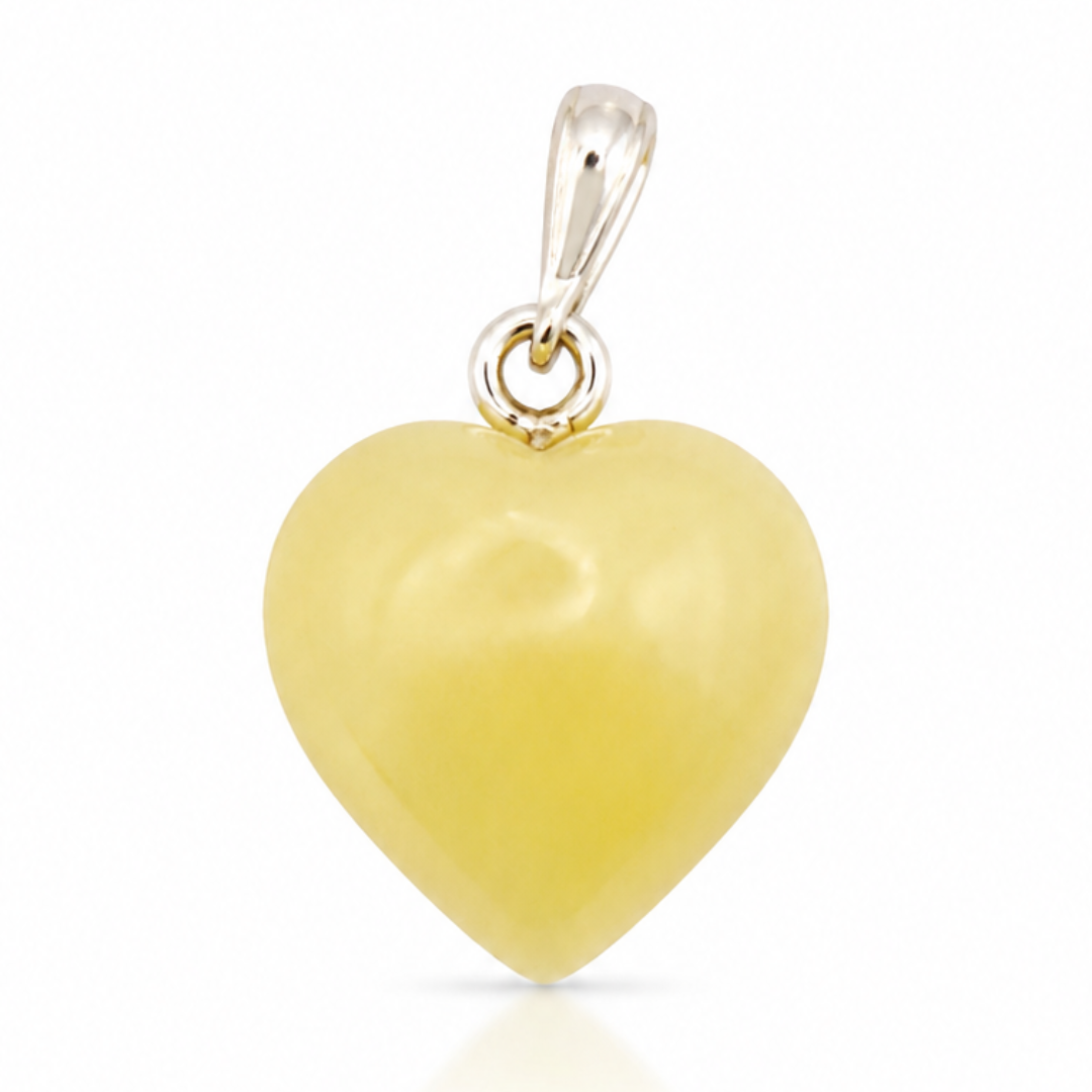 Amber Heart Pendant – Sterling Silver