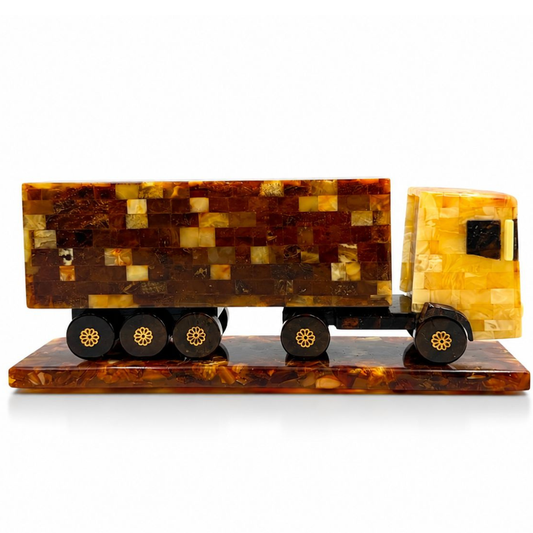 Handmade Baltic Amber Truck Sculpture