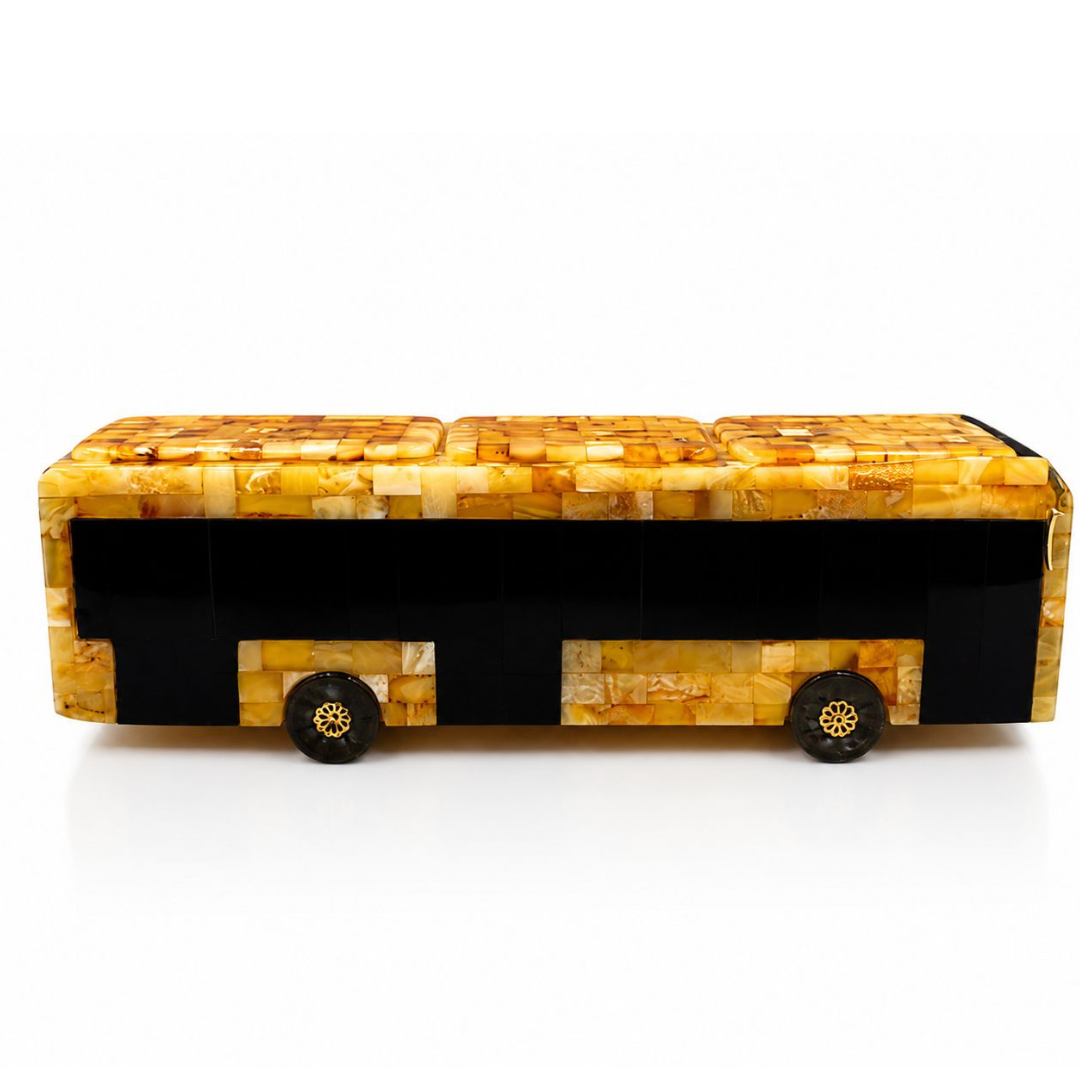 Handmade Baltic Amber Bus Sculpture