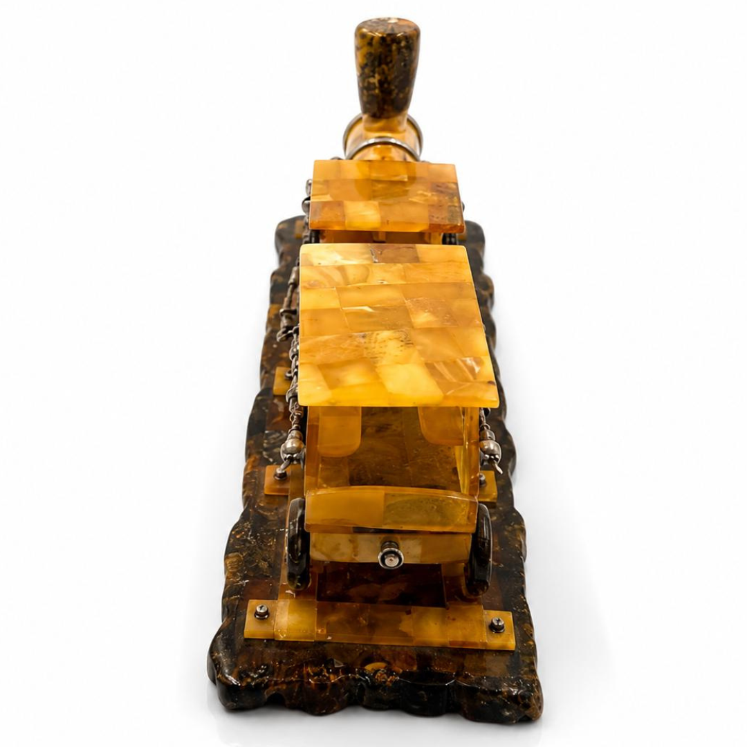 Handmade Baltic Amber Train Sculpture