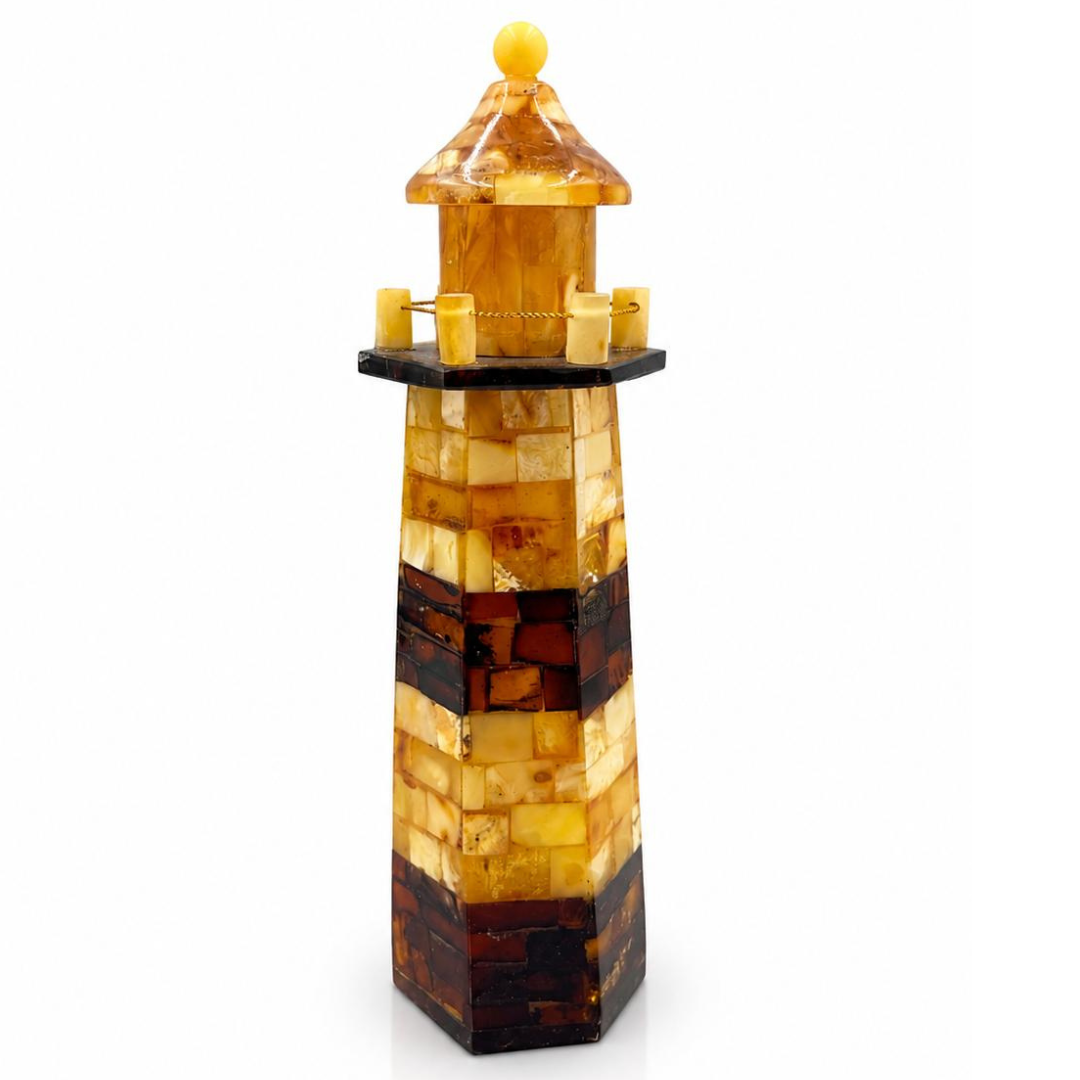 Handmade Baltic Amber Lighthouse Sculpture