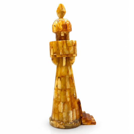 Handmade Baltic Amber Lighthouse Sculpture