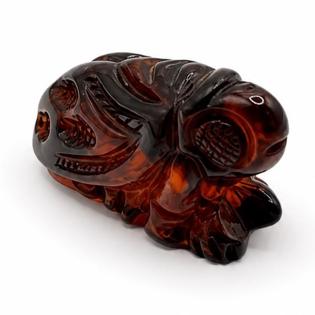 Cognac Baltic amber bug figurine