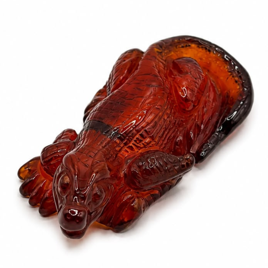 Cognac Baltic amber lizard figurine