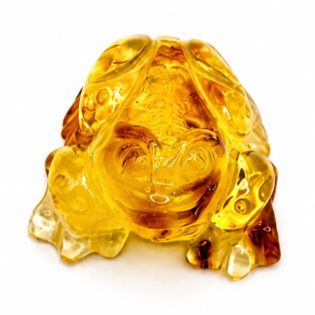 Honey Baltic amber frog figurine