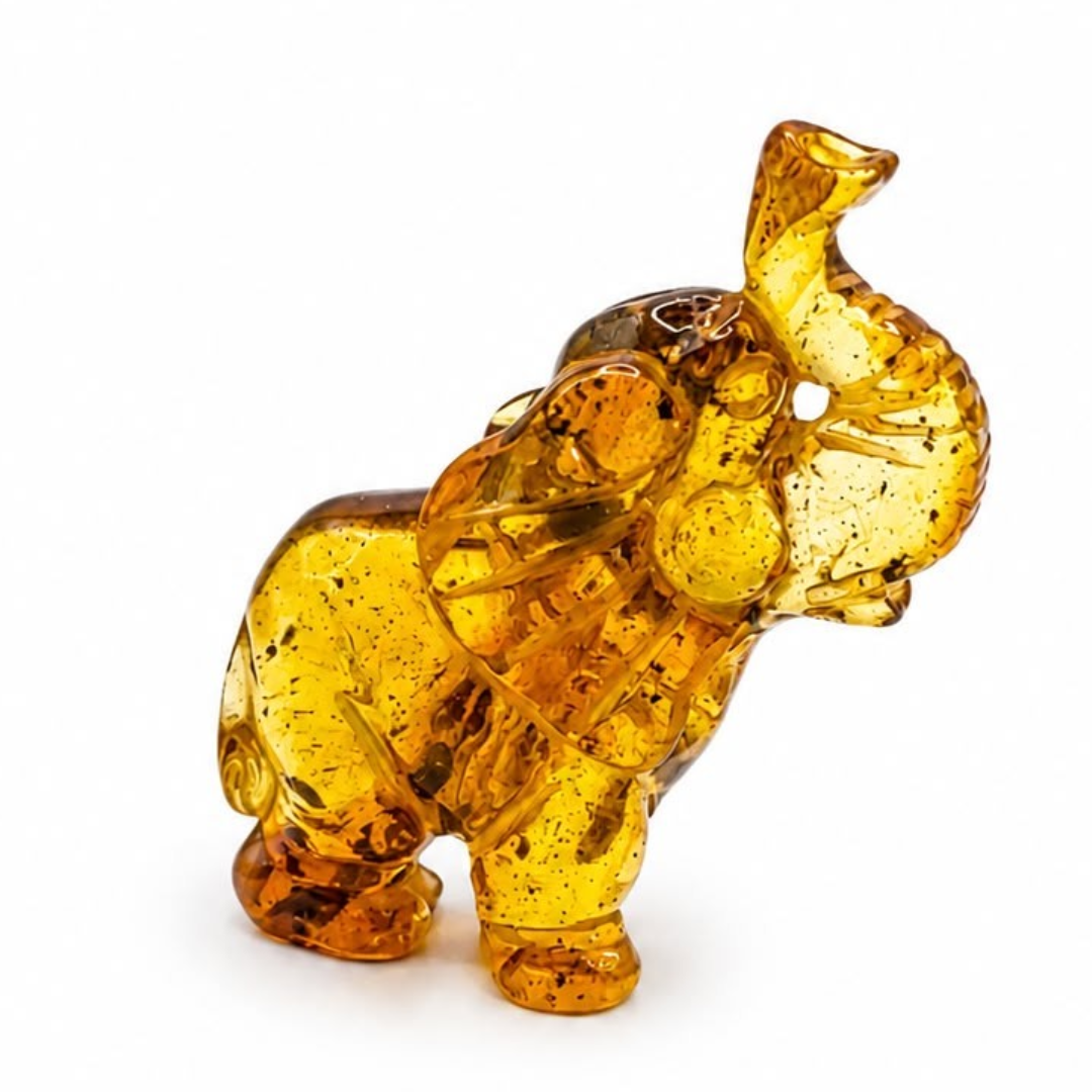 Honey Baltic amber elephant figurine