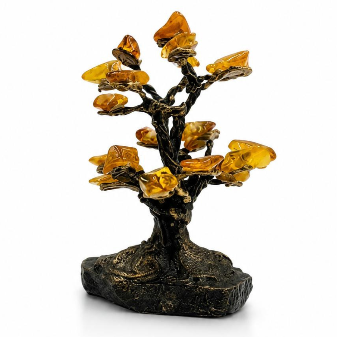 Handcrafted Oak Tree with Baltic Amber