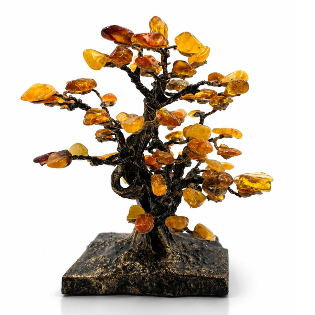 Handcrafted Oak Tree with Baltic Amber