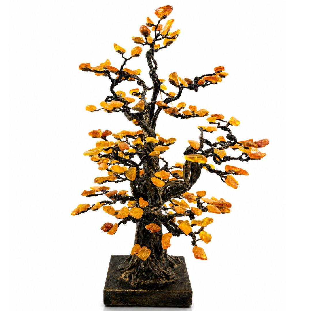 Handcrafted Oak Tree with Baltic Amber