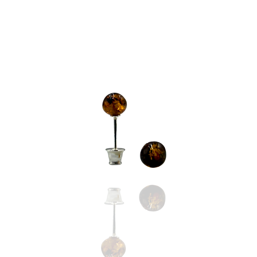 Silver-plated amber earings