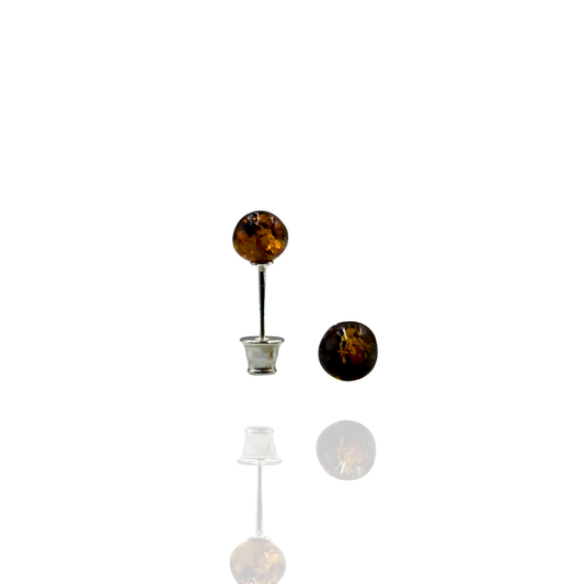 Silver-plated amber earings