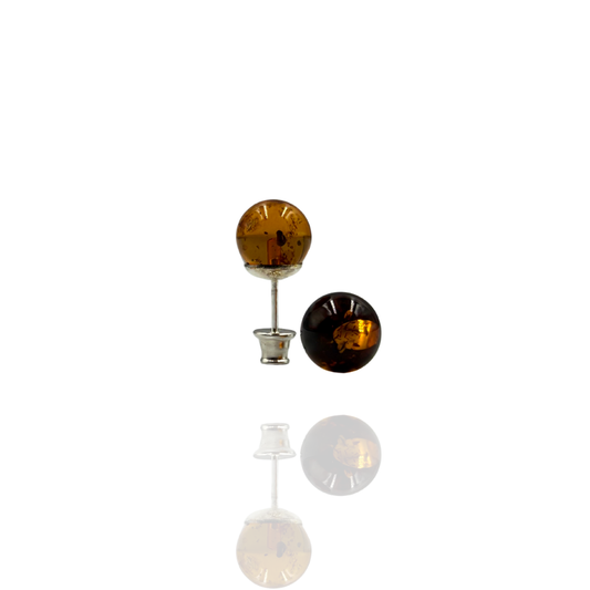 Silver-plated amber earings