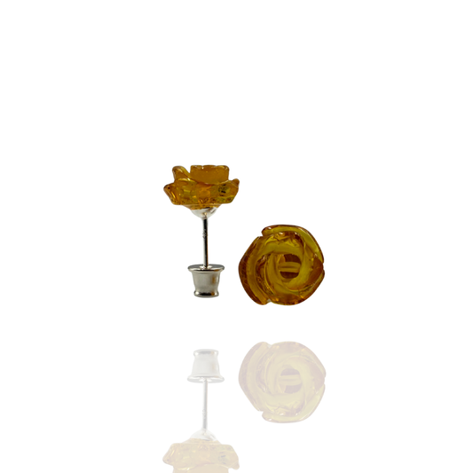 Silver-plated amber earings