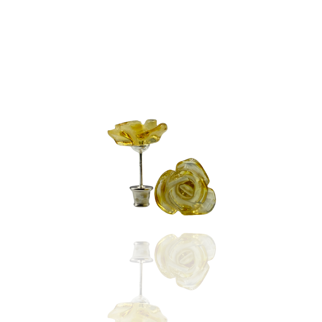 Silver-plated amber earings