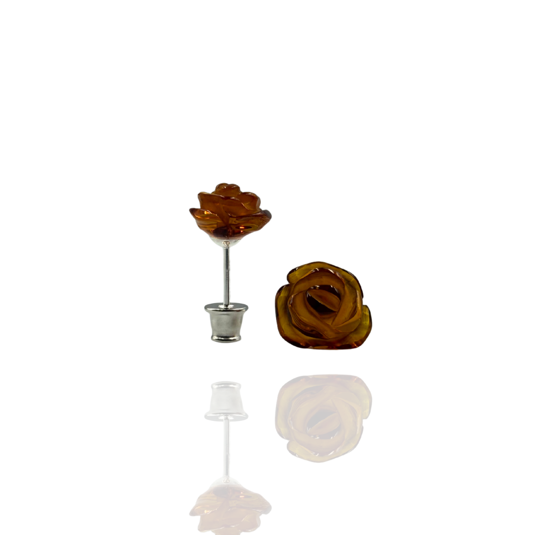 Silver-plated amber earings