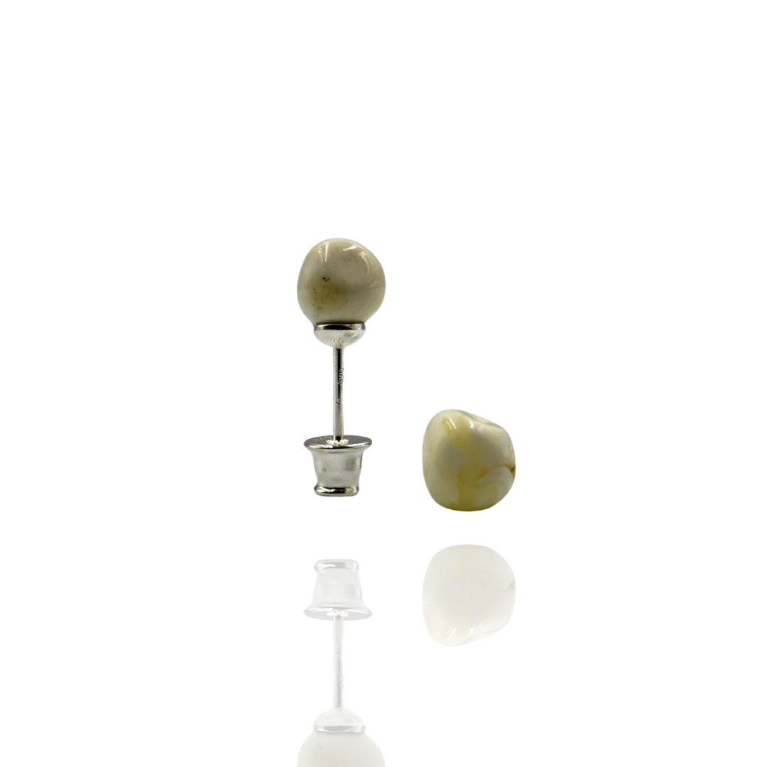 Silver-plated amber earings