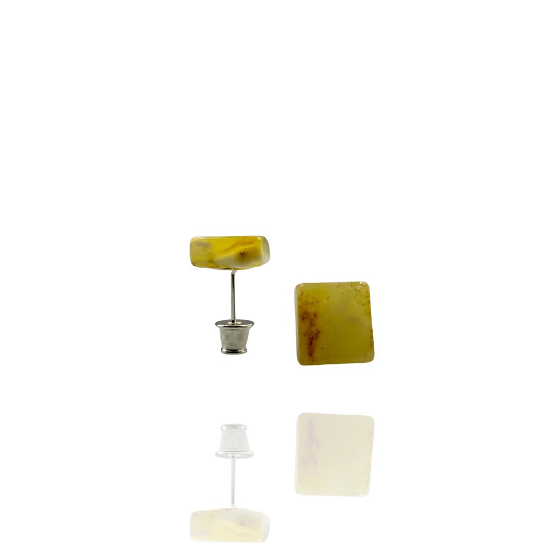 Silver-plated amber earings