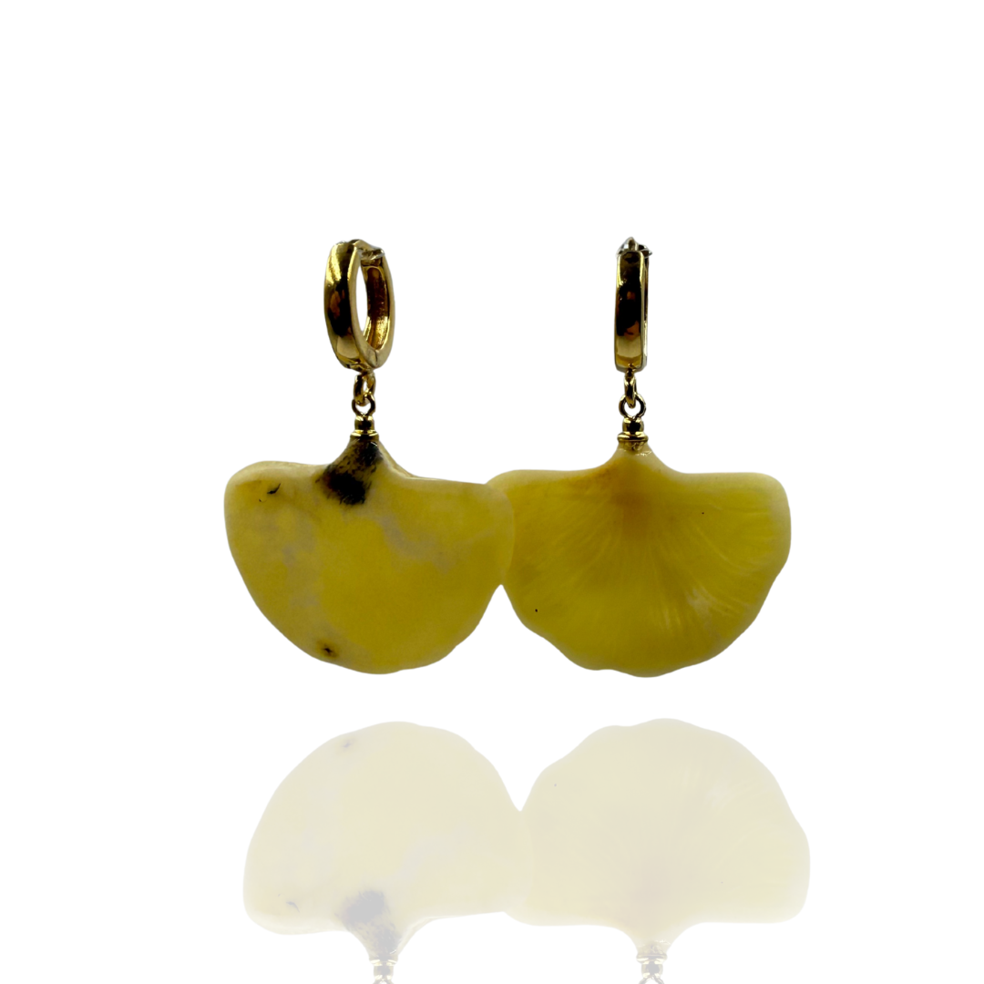 Gold-plated amber earrings