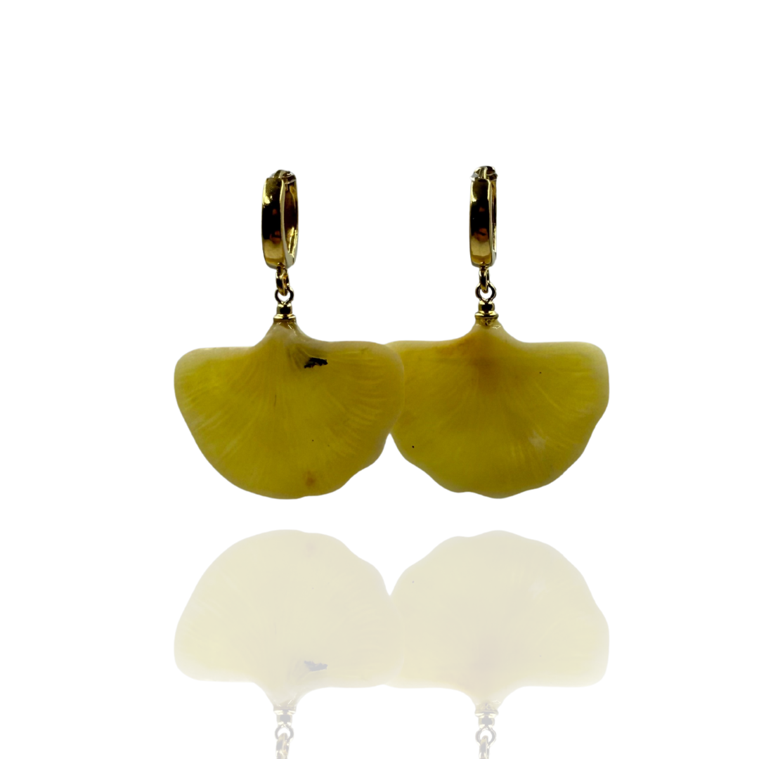 Gold-plated amber earrings