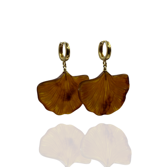 Gold-plated amber earrings