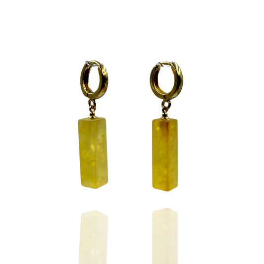 Gold-plated amber earrings