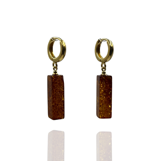 Gold-plated amber earrings