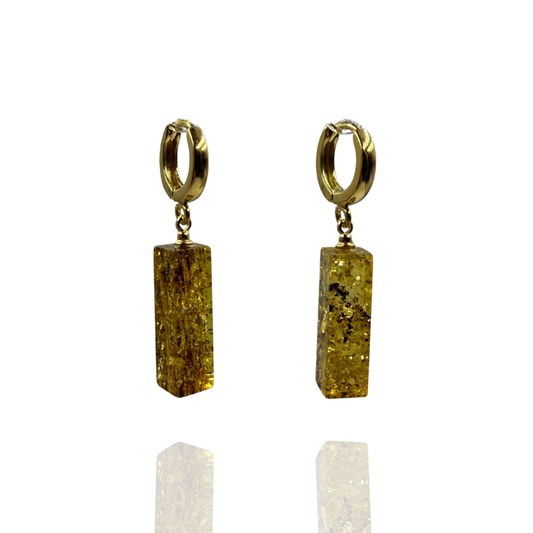 Gold-plated amber earrings