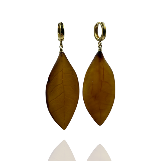 Gold-plated amber earrings