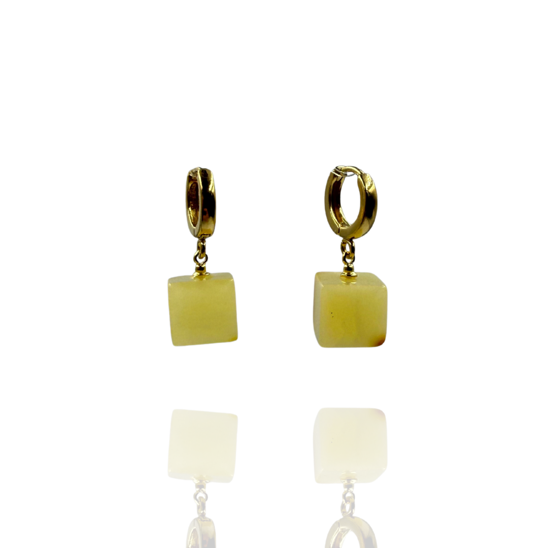 Gold-plated amber earrings