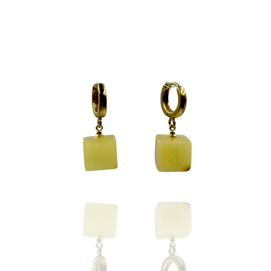 Gold-plated amber earrings