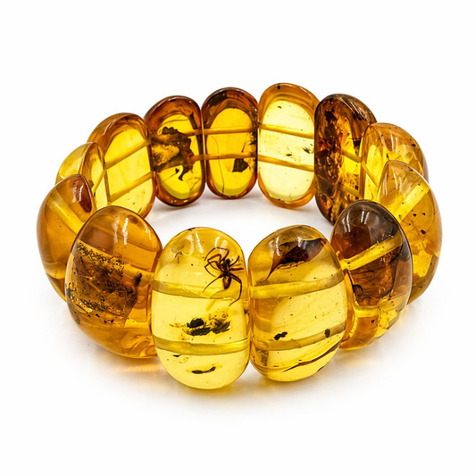 Amber bracelet with insects inside
